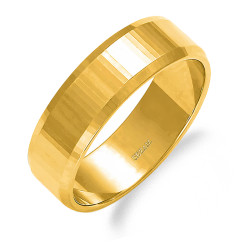 Obrączka ślubna ze złota 585, prosta taflowana 6 mm