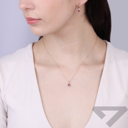Kolczyki z diamentami 0,02 ct i rubinem kropla 0,47
