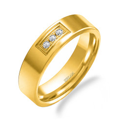 Obrączka ślubna ze złota 585, płaska 5,5 mm z diamentami