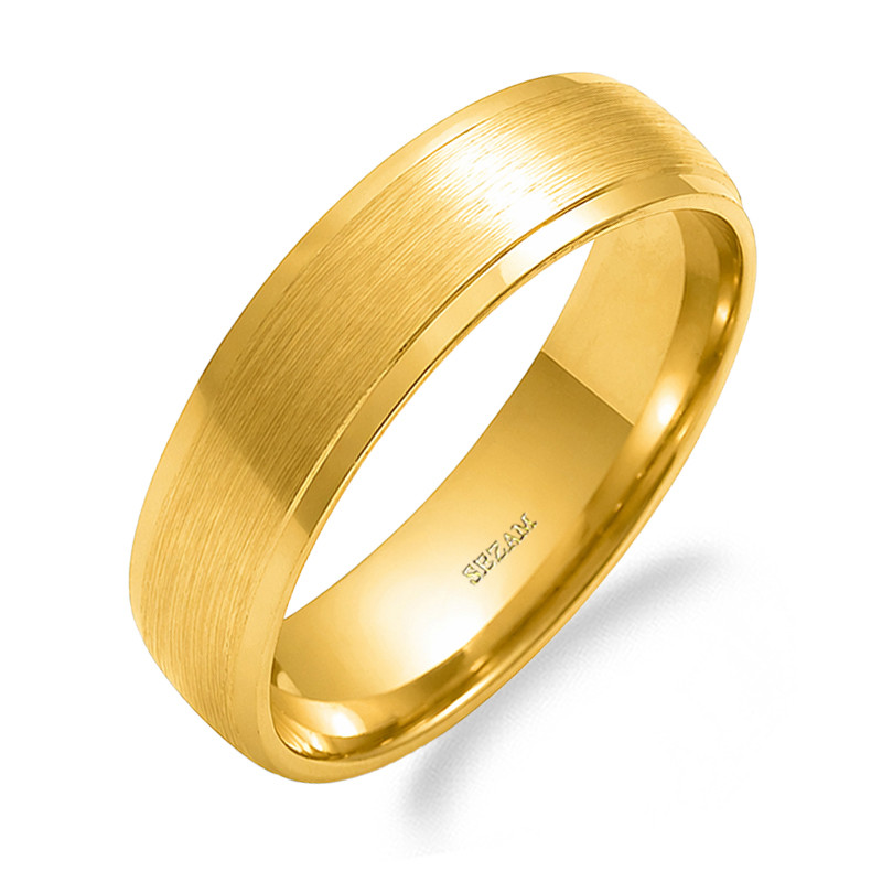 Obrączka ślubna ze złota 585, półokrągła z matem 6 mm