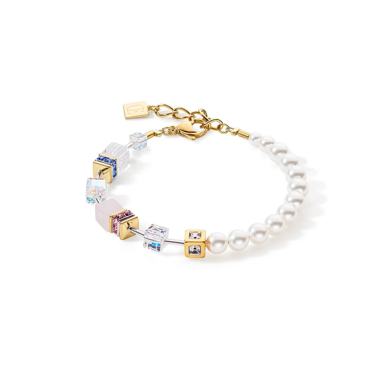 Bransoleta stalowa Coeur de Lion z kostkami GeoCUBE z perłami i kryształami Swarovski 5086301522
