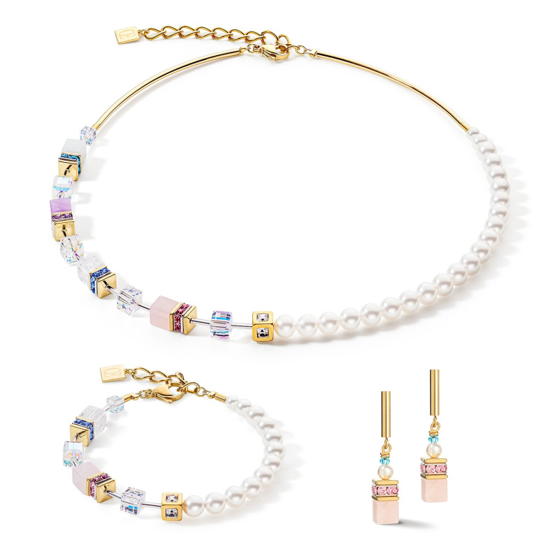 Bransoleta stalowa Coeur de Lion z kostkami GeoCUBE z perłami i kryształami Swarovski 5086301522