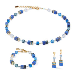 Naszyjnik stalowy Coeur de Lion z lapis lazuli i kryształami GeoCUBE Blue 4905100700