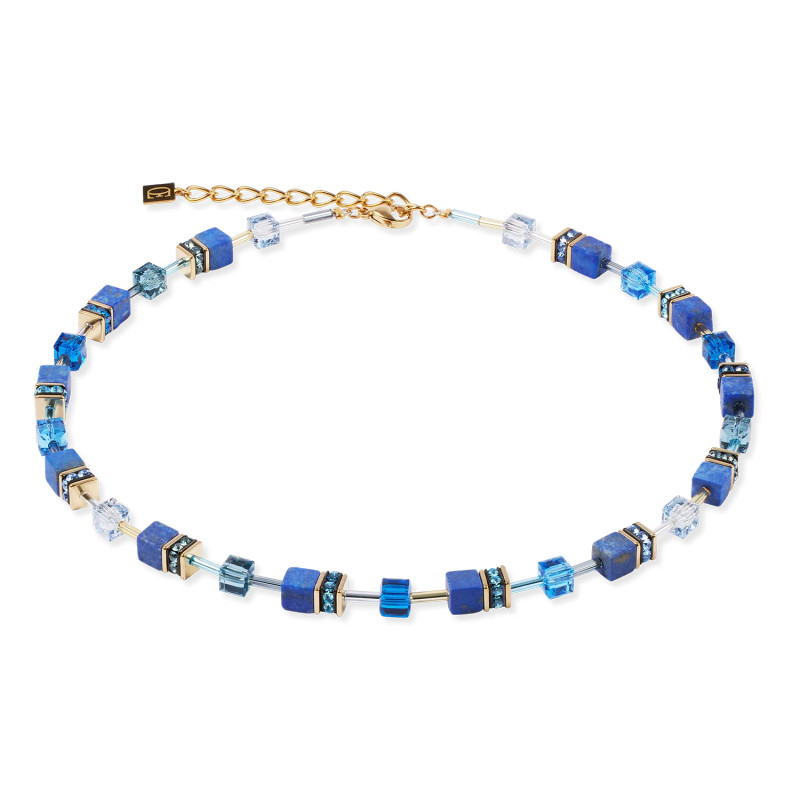 Naszyjnik stalowy Coeur de Lion z lapis lazuli i kryształami GeoCUBE Blue 4905100700