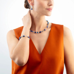 Bransoletka stalowa Coeur de Lion z lapis lazuli i kryształami GeoCUBE Blue 4905300700