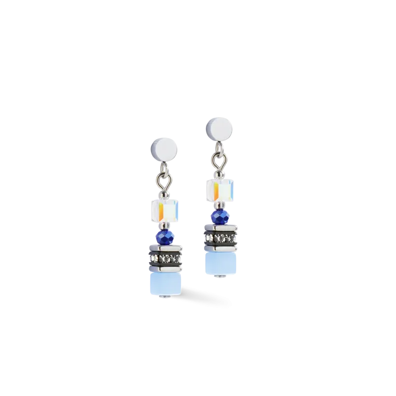 Kolczyki stalowe Coeur de Lion z kryształami Mini Cubes Blue 4565210700