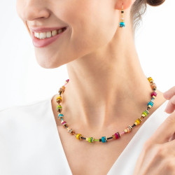 Naszyjnik stalowy Coeur de Lion z kryształami GeoCUBE Multicolour 4413101516