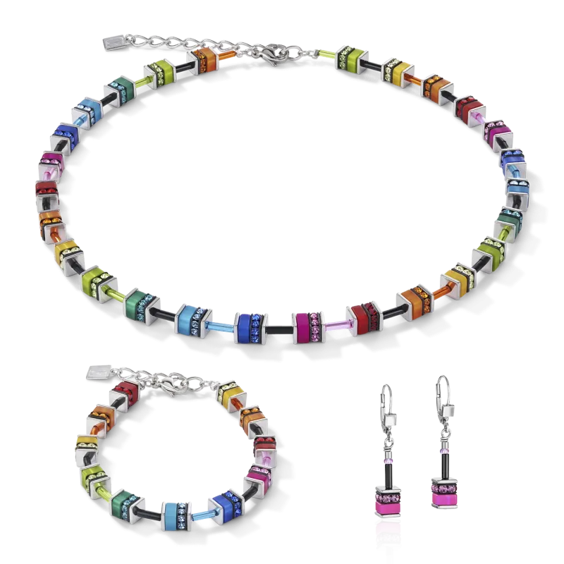 Naszyjnik stalowy Coeur de Lion z kryształkami GeoCUBE Multicolour 4409101500