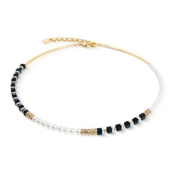 Naszyjnik stalowy Coeur de Lion perły Swarovski z onyksem 4354101300