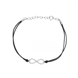 Bransoletka infinity srebro 925 sznurek czarny
