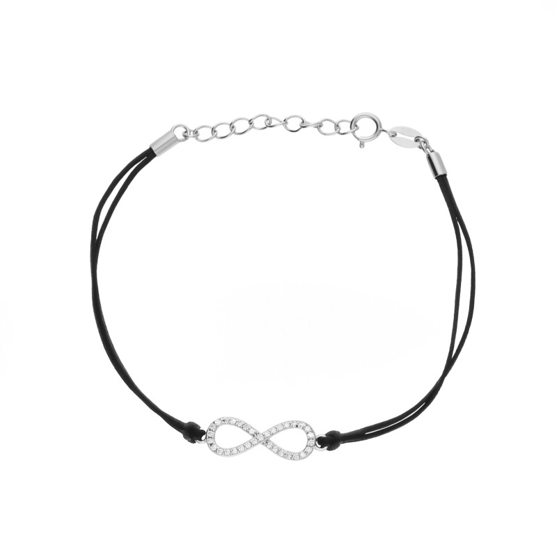 Bransoletka infinity srebro 925 sznurek czarny