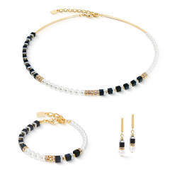 Bransoleta stalowa Coeur de Lion perły Swarovski z onyksem 4354301300
