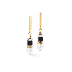 Kolczyki stalowe Coeur de Lion perły Swarovski z onyksem 4354321300