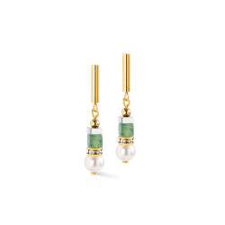 Kolczyki stalowe Coeur de Lion z zielonym awenturynem i perłą Swarovski 4354210500