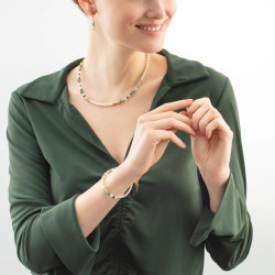 Bransoletka stalowa Coeur de Lion z zielonym awenturynem i perłą Swarovski 4354300500