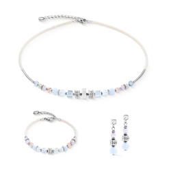 Naszyjnik stalowy Coeur de Lion z kamieniami i kryształami w kolorze Pastel-Silver 3023101039