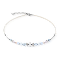 Naszyjnik stalowy Coeur de Lion z kamieniami i kryształami w kolorze Pastel-Silver 3023101039