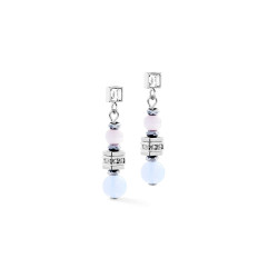 Kolczyki stalowe Coeur de Lion z kamieniami i kryształami w kolorze Pastel-Silver 3023211039