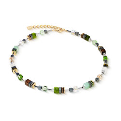 Naszyjnik stalowy Coeur de Lion GeoCUBE z nefrytem i kryształami Swarovski 3017100500