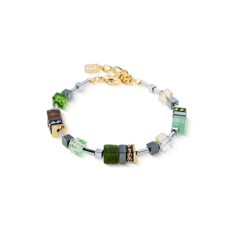 Bransoletka stalowa Coeur de Lion GeoCUBE z nefrytem i kryształami Swarovski 3017300500