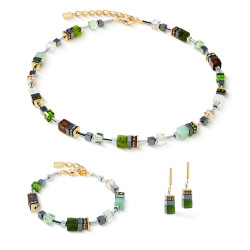 Bransoletka stalowa Coeur de Lion GeoCUBE z nefrytem i kryształami Swarovski 3017300500