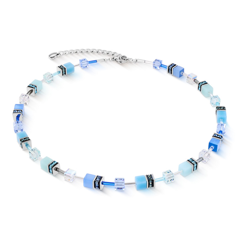 Naszyjnik stalowy Coeur de Lion z kryształami Swarovski kolor Aqua-Blue 2838102007