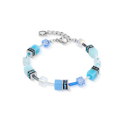 Bransoletka stalowa Coeur de Lion z kryształami Swarovski kolor Aqua-Blue 2838302007