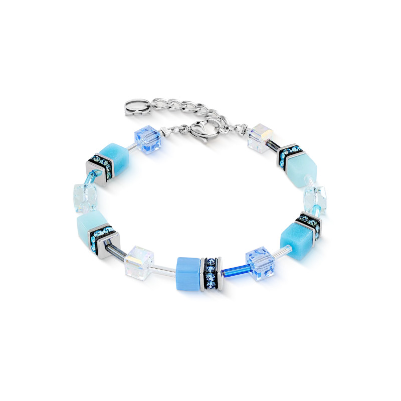 Bransoletka stalowa Coeur de Lion z kryształami Swarovski kolor Aqua-Blue 2838302007