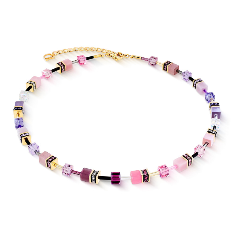 Naszyjnik stalowy Coeur de Lion z kamieniami w kolorze Pink-Lilac 2838101927