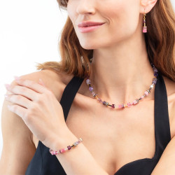 Naszyjnik stalowy Coeur de Lion z kamieniami w kolorze Pink-Lilac 2838101927