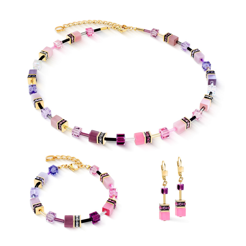 Naszyjnik stalowy Coeur de Lion z kamieniami w kolorze Pink-Lilac 2838101927