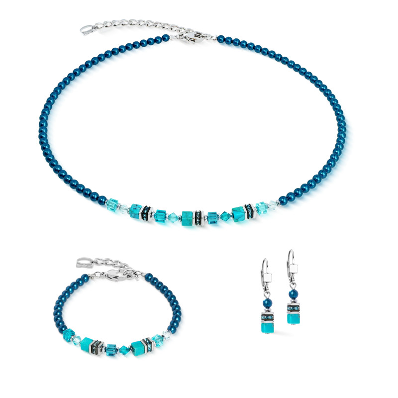Kolczyki stalowe Coeur de Lion z turkusem i Swarovski pearls 2103200624