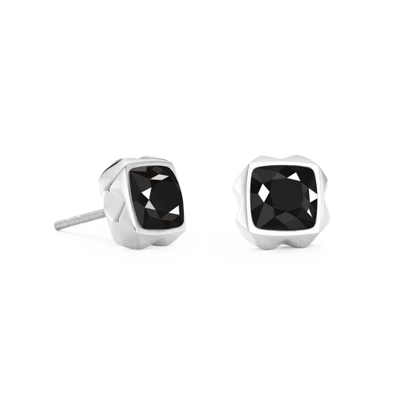 Kolczyki stalowe Coeur de Lion Black-Silver z onyksem 1200211317