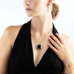 Naszyjnik stalowy Coeur de Lion Black-Silver z onyksem 1200101317