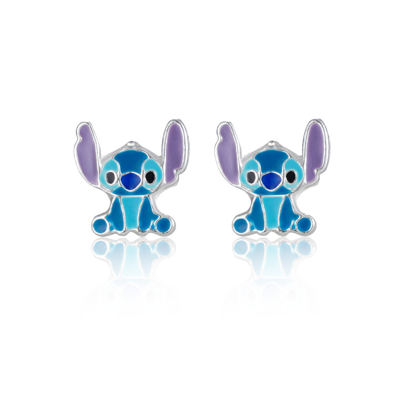 Kolczyki Disney Stitch emaliowane, ze srebra 925