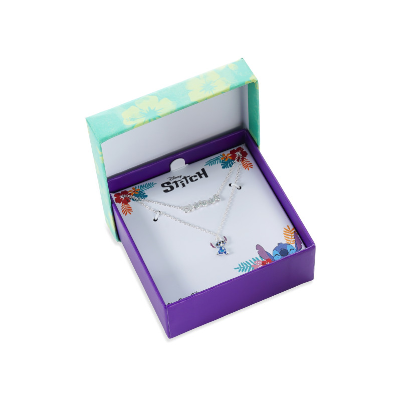 Naszyjnik dla dziecka Disney Stitch emalia kolorowa i napis OHANA, srebro 925