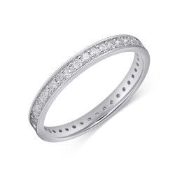 Pierścionek Line Miłości z diamentami 0,48 ct, białe złoto próby 585