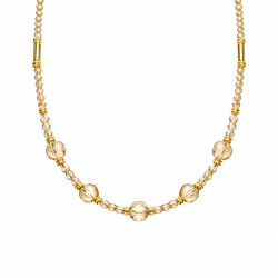 Naszyjnik z topazami gold fasetowanymi i kryształkami Swarovski, zapięcie ze srebra 925