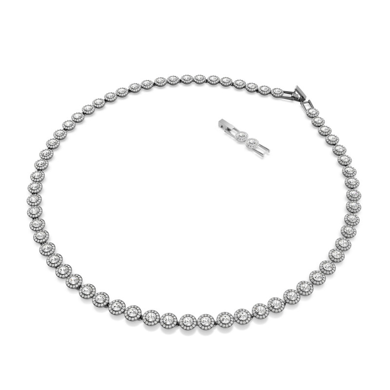 Naszyjnik Swarovski Una 5681057, Szlif okrągły, Długi, Biały, Powłoka z rutenu