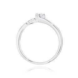 Pierścionek zaręczynowy Soliter z diamentami na szynie 0,19 ct-białe złoto próba 585