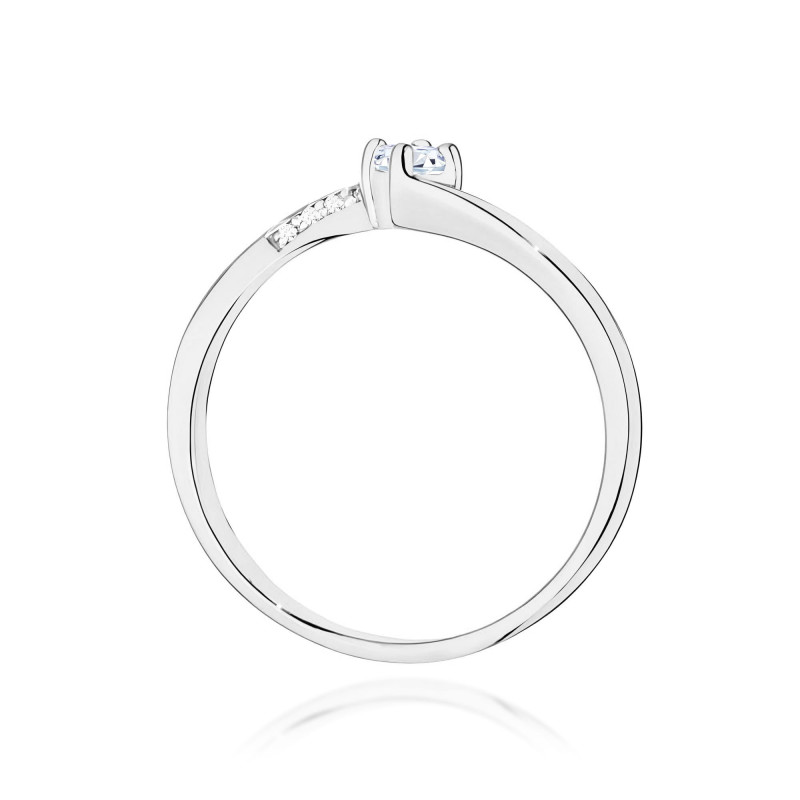 Pierścionek zaręczynowy Soliter z diamentami na szynie 0,19 ct-białe złoto próba 585