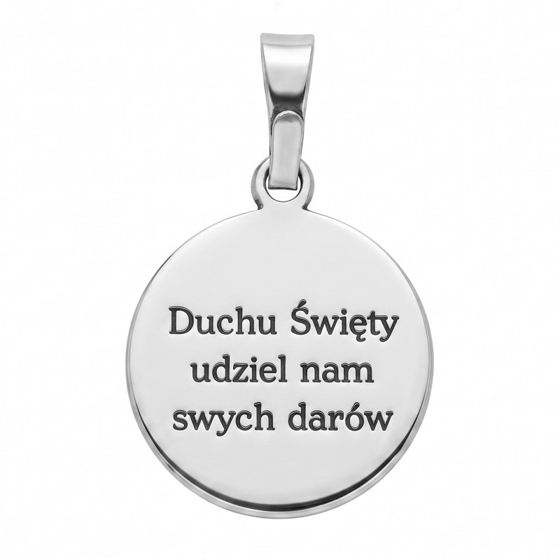 Medalik srebrny okrągły Duch Święty próba 925