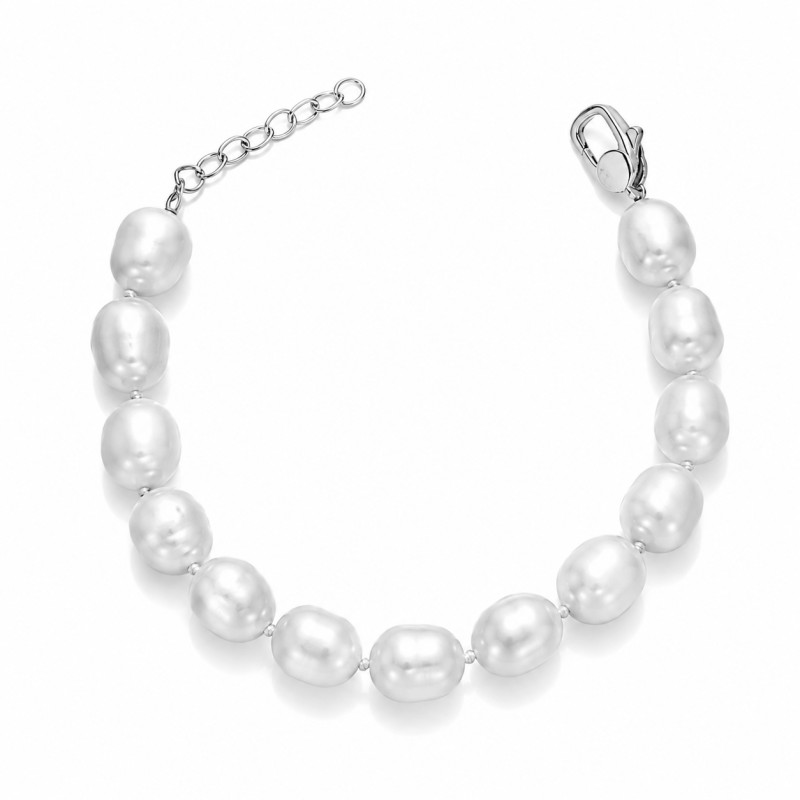 Bransoletka z perłami barokowymi 8-10 mm, zapięcie ze srebra 925