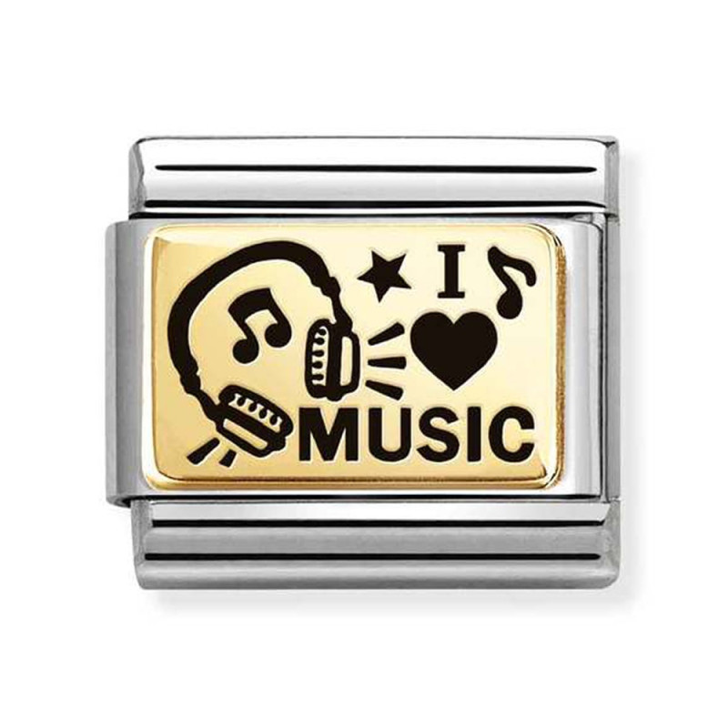 Element stalowy do bransoletki Nomination I Love Music ze złota 18 karat i emalii 030166 46