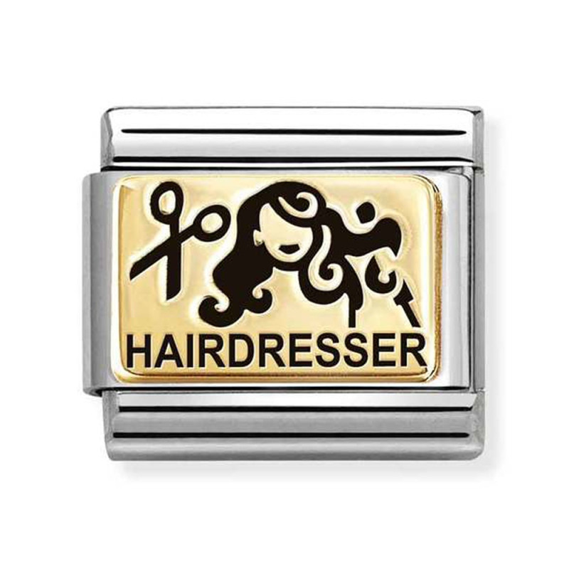 Element stalowy do bransoletki Nomination Composable Classic Hairdresser ze złota 18 karat i emalii 030166 53