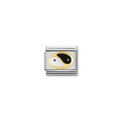 Element stalowy do bransoletki Nomination Yin Yang ze złota 18 karat i emalii 030208 23
