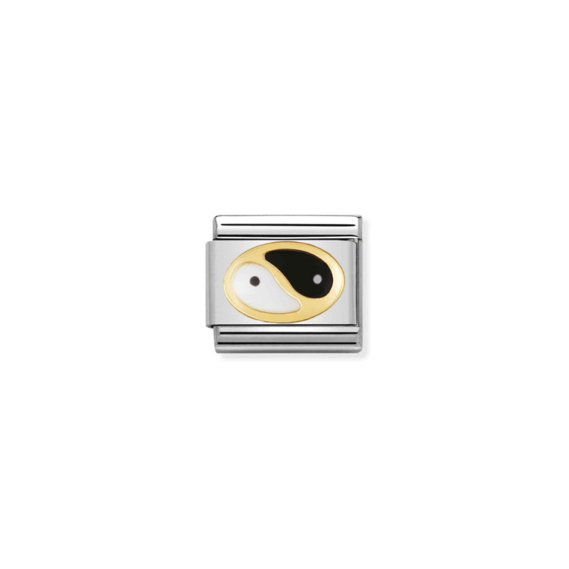 Element stalowy do bransoletki Nomination Yin Yang ze złota 18 karat i emalii 030208 23