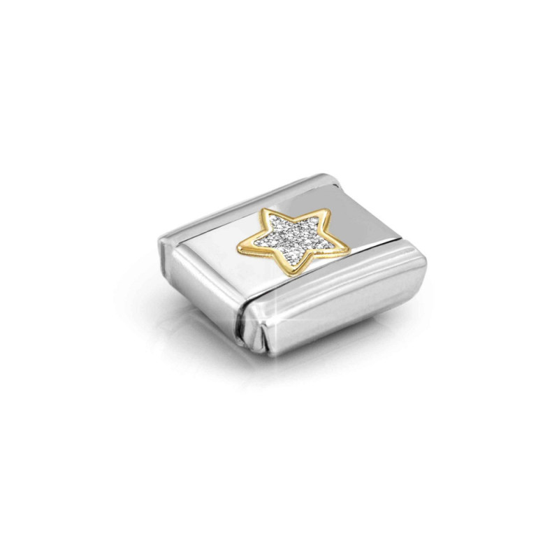 Element stalowy do bransoletki Nomination Gwiazda z białym brokatem ze złota 18 karat 030220 19