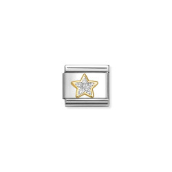 Element stalowy do bransoletki Nomination Gwiazda z białym brokatem ze złota 18 karat 030220 19