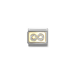 Element stalowy do bransoletki Nomination Symbol nieskończoności z cyrkoniami ze złota 18 karat 030224 06